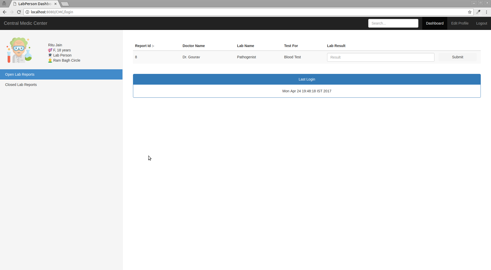 193581728249235LabPersonDashboard-OpenLabReports-1 医院管理系统源码