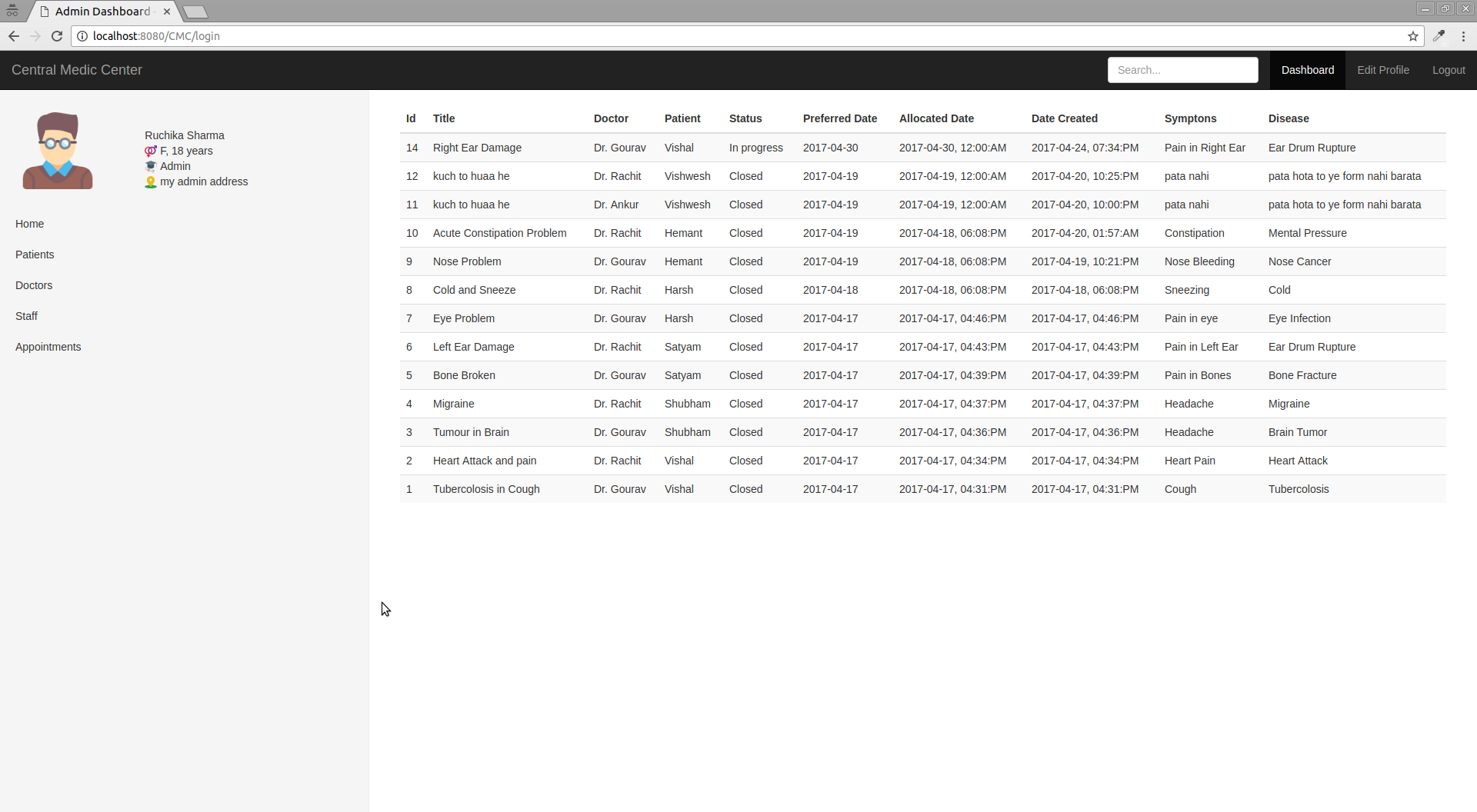 193623755388564AdminDashboard-AppointmentList-1 医院管理系统源码