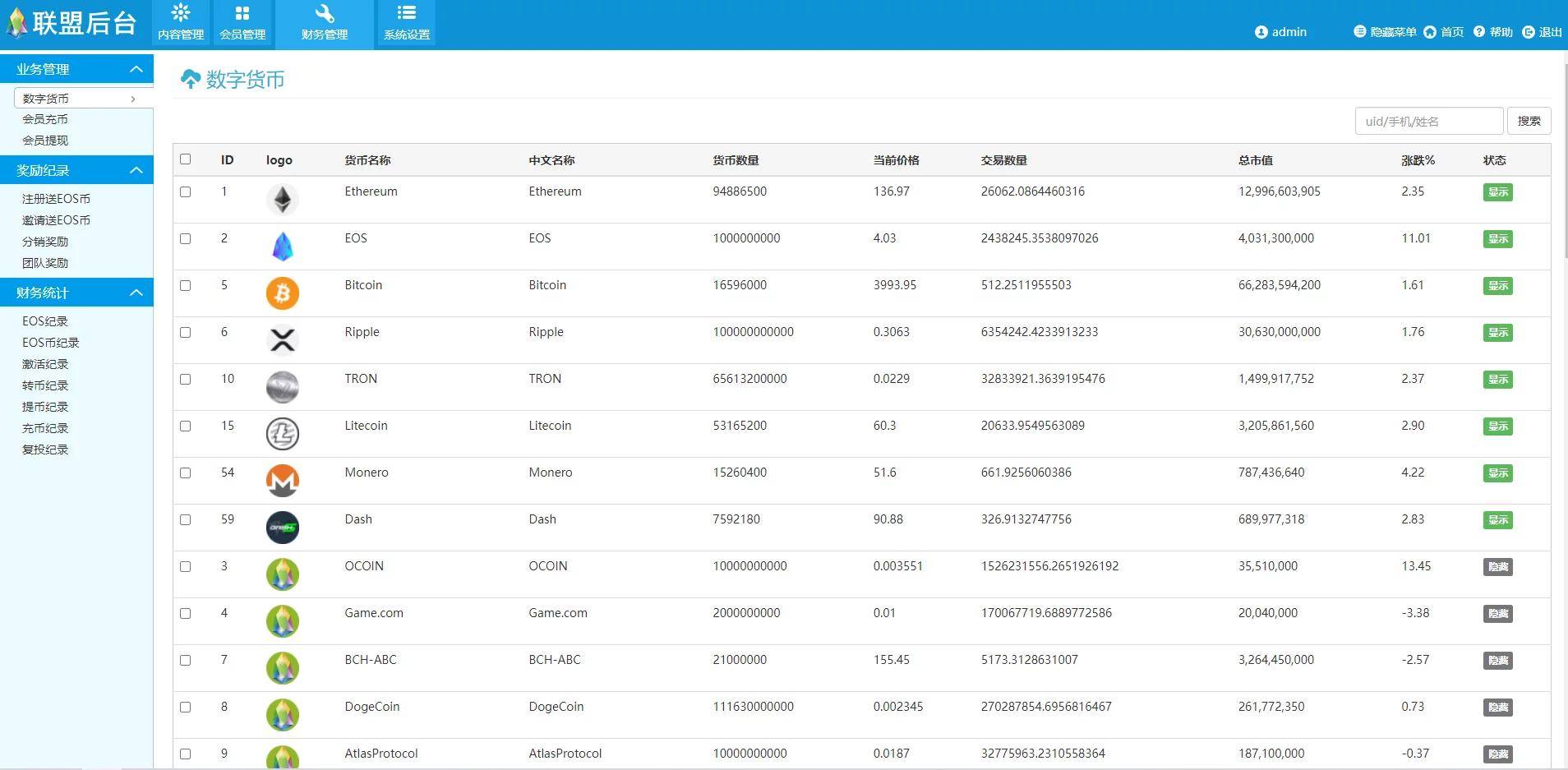 52f7bc93f4294b0890e0ea1654da0405 柚子EOS联盟系统网站源码 商城系统电商软件商城源码\\商城平台管理25.推荐码交易管理