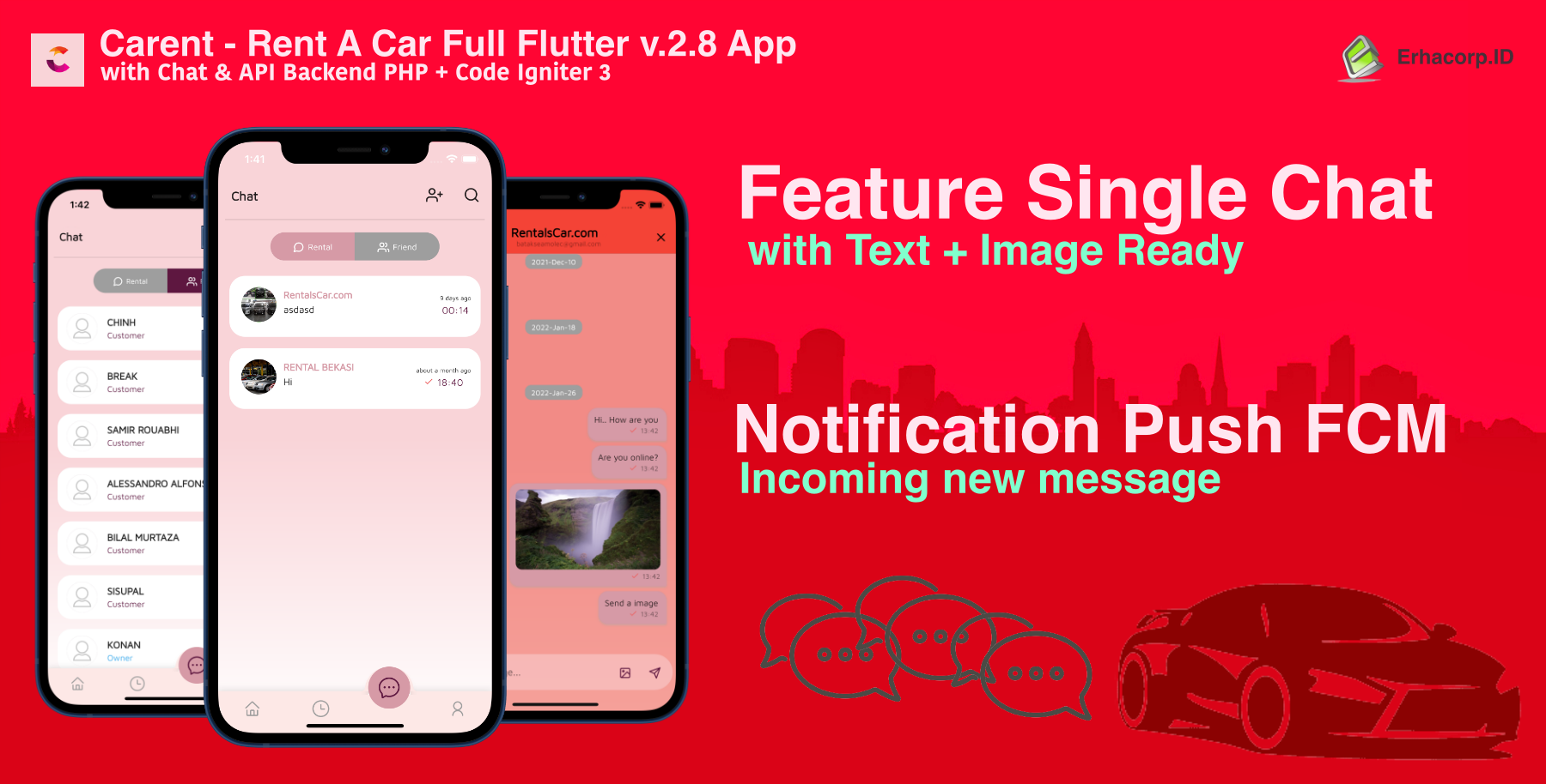 Carent – 租车 Full Flutter v.2.8 应用程序,带有聊天和 API 后端源代码