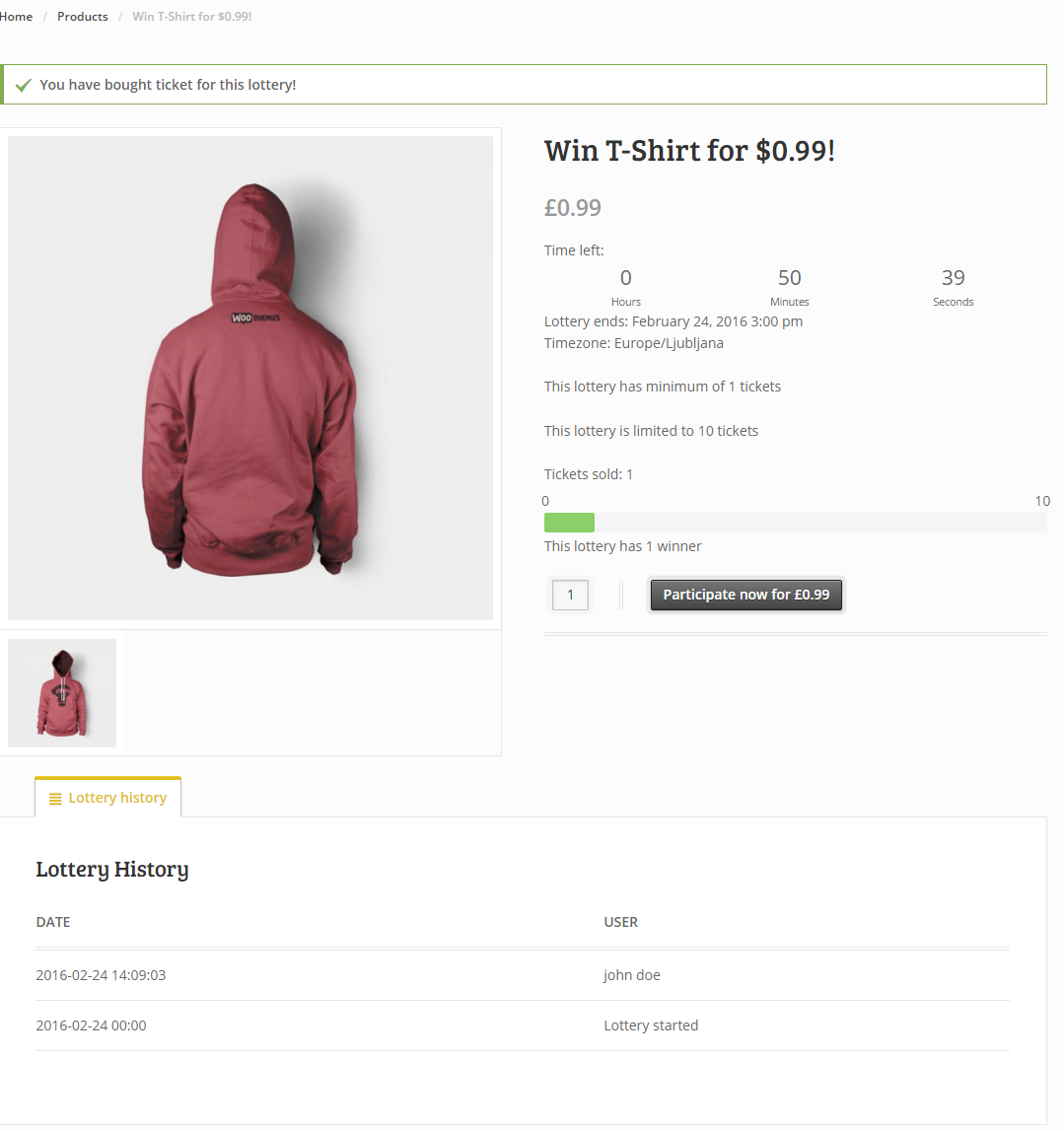 WooCommerce 彩票 – WordPress 竞赛和彩票,WooCommerce 彩票源代码