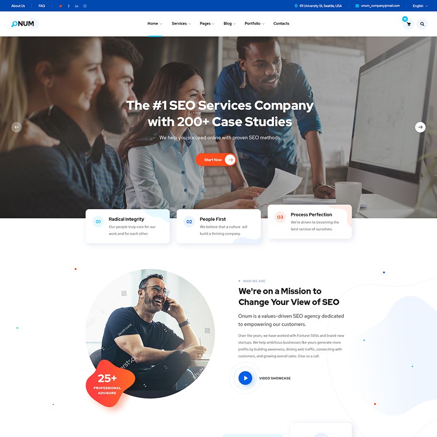 Onum – SEO 和营销 Elementor WordPress 主题源代码