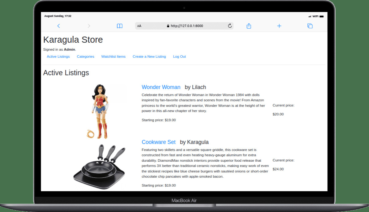 带有 Django 框架的 eBay 风格电子商务拍卖 Web 应用程序源代码