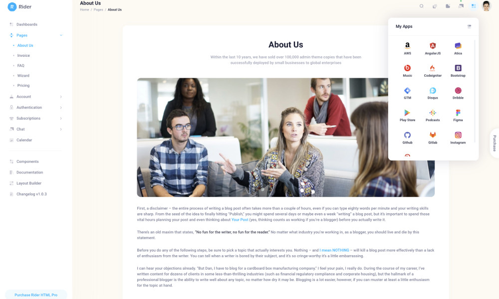 Rider HTML Pro Bootstrap 5 管理主题源代码