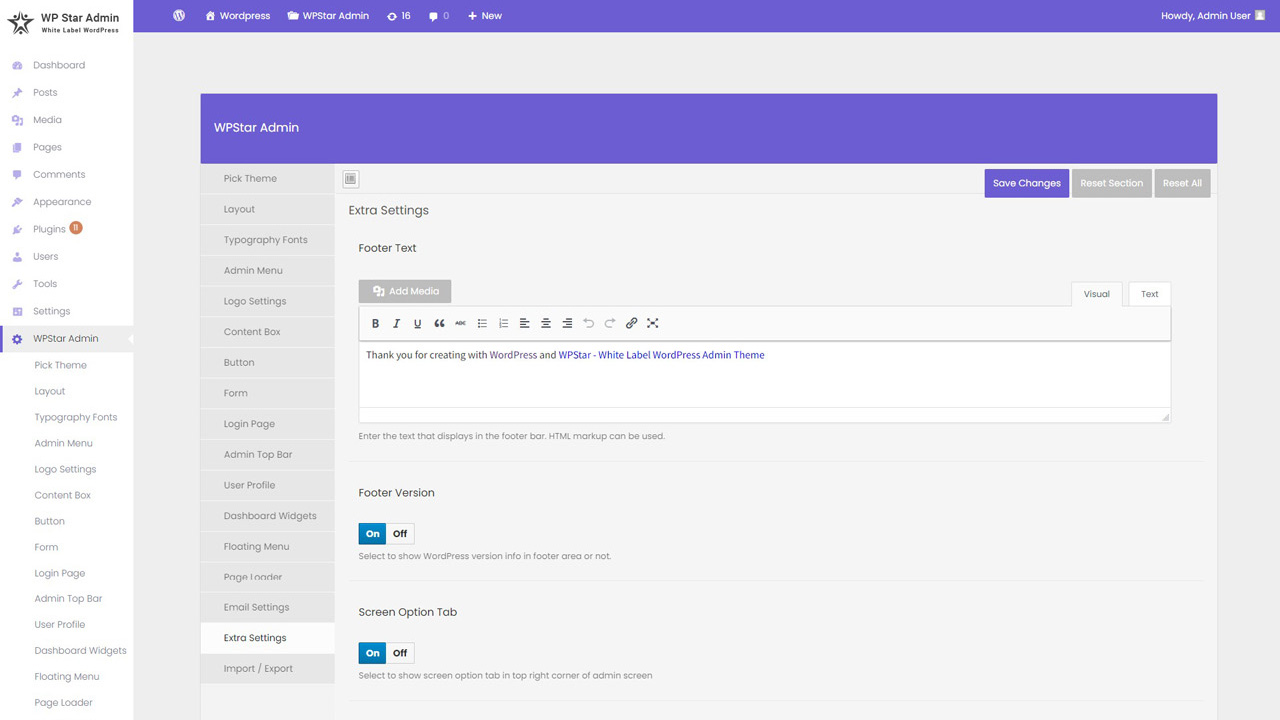 WP Star – 白标 WordPress 管理主题源代码