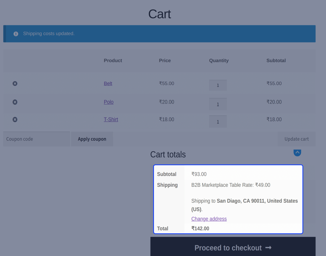 WooCommerce B2B 市场表费率运输源代码
