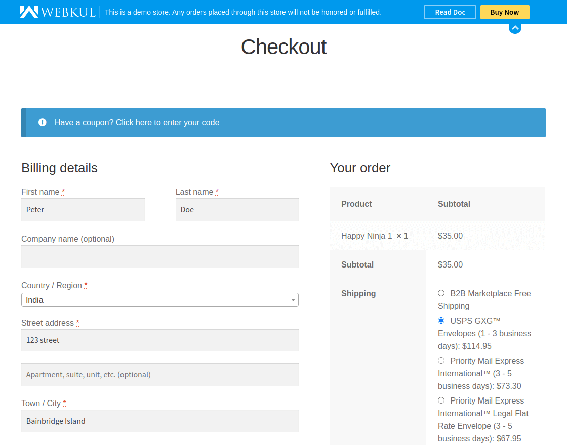 WooCommerce 的多供应商 B2B USPS 运输源代码