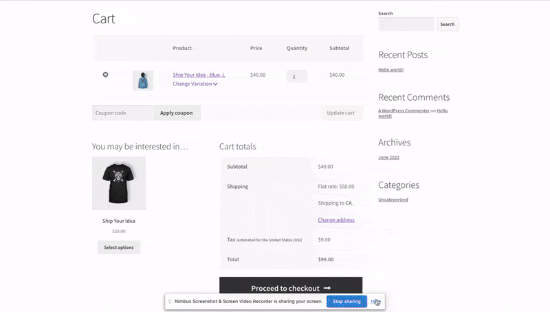 WooCommerce 购物车变体切换器 | 更改购物车中的变体源代码