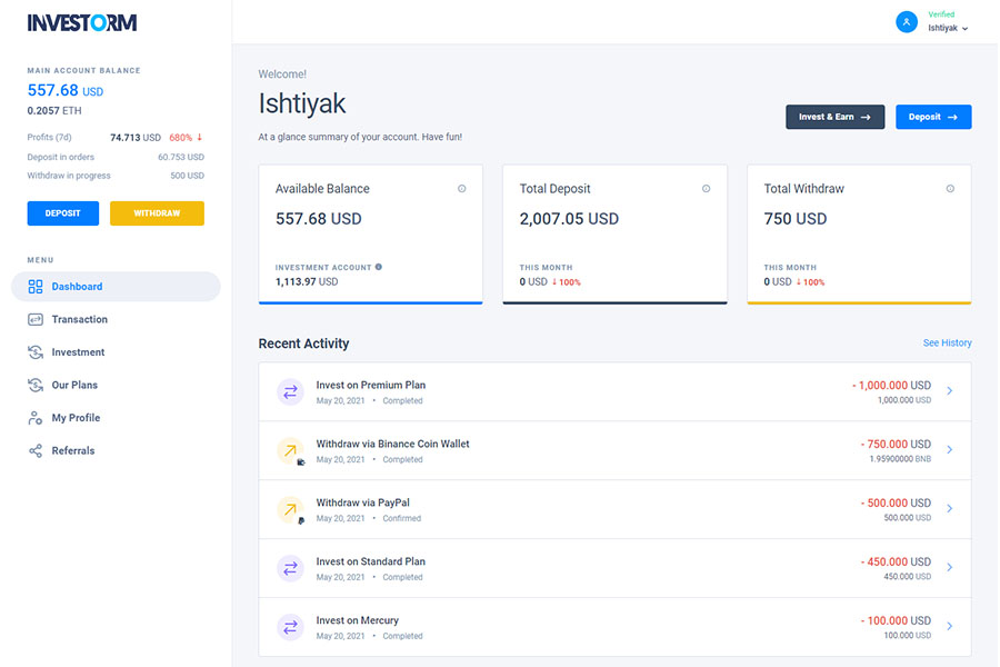 Investorm – 先进的 HYIP 投资管理平台源代码