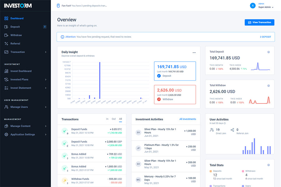 Investorm – 先进的 HYIP 投资管理平台源代码