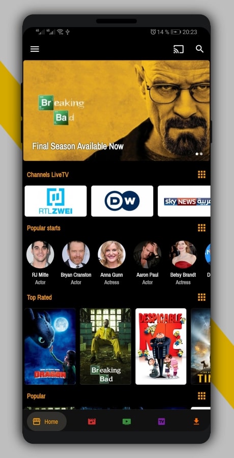 Flix App 电影 – 电视剧 – 直播电视频道 – 电视演员源代码
