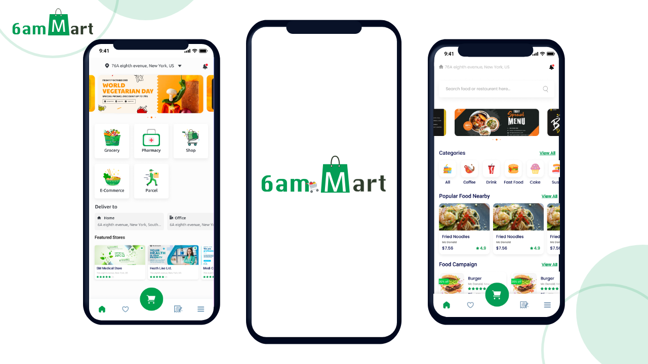 6amMart – 带管理员和网站的多供应商食品、杂货、电子商务、包裹、药房交付应用程序源代码