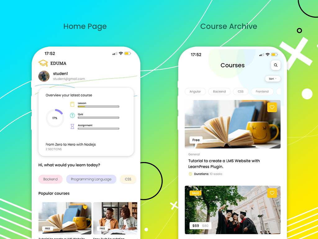 Eduma Mobile – 适用于 iOS 和 Android 的 React Native LMS 移动应用程序源代码