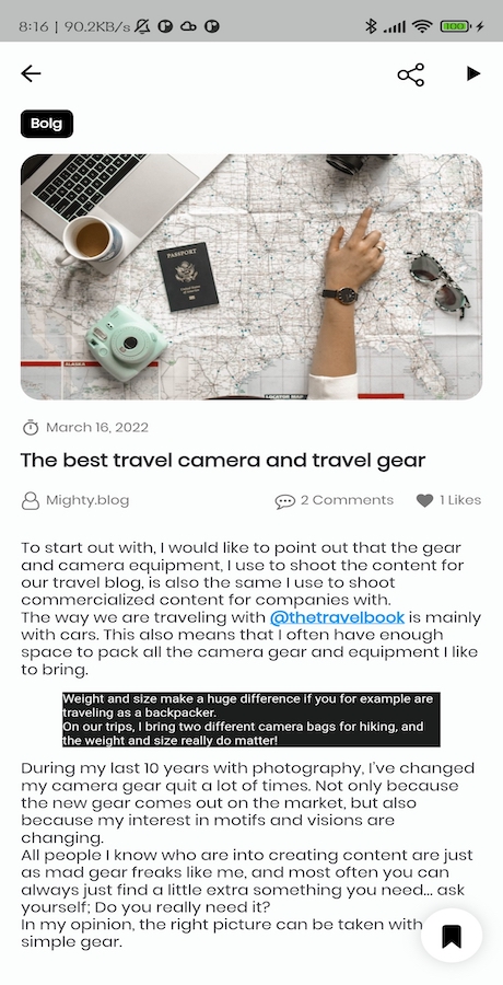 MightyBlogger – 带有 wordpress 的 Flutter 多用途博客应用程序源代码
