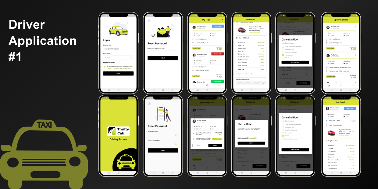 节俭的出租车! 用于出租车预订、出租车和自驾租车应用的 Flutter UI 套件源代码