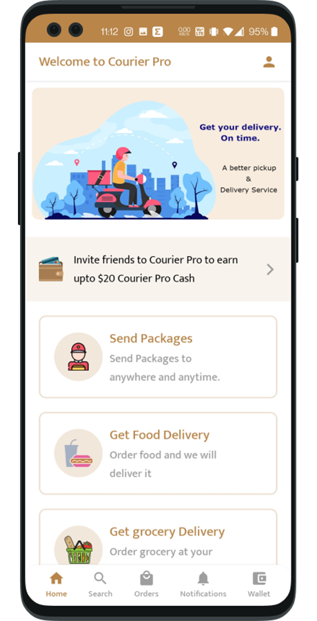 Courier Delivery React Native App 模板 | 2 应用程序 | 用户应用 + 交付应用 | 快递专业源代码