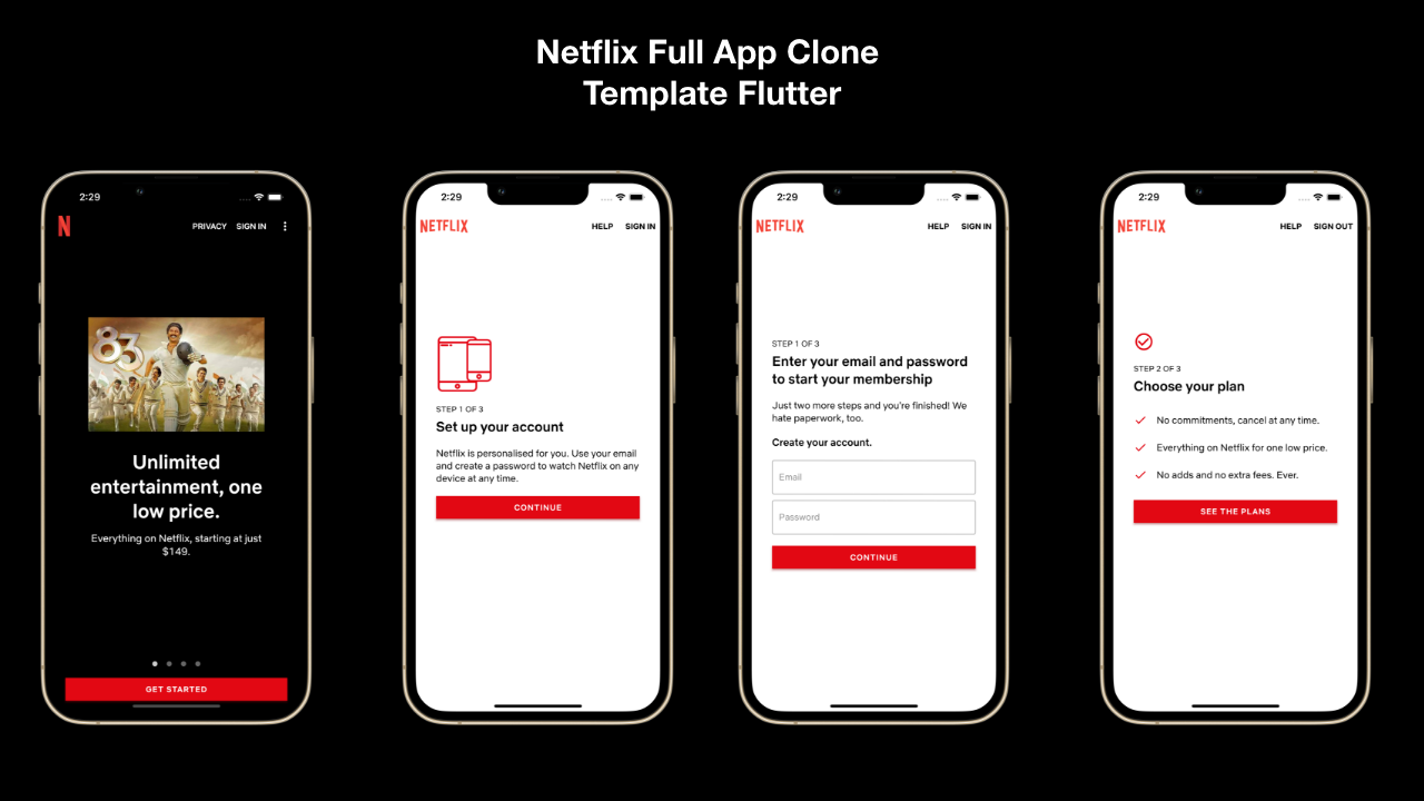 Netflix 完整应用克隆模板 Flutter Flutter Netflix 模板源代码