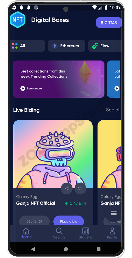 NFTBox:NFT Marketplace Android + iOS Flutter App UI 模板源代码