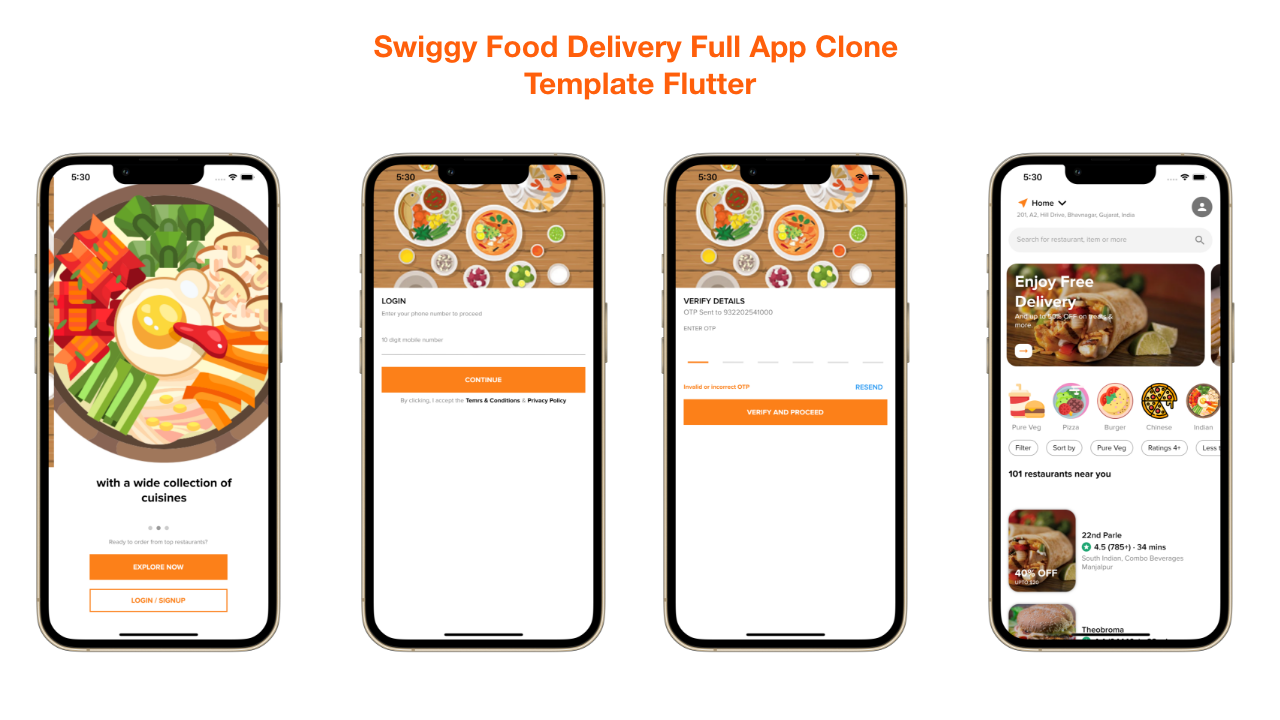 swiggy 送餐完整应用程序克隆模板颤振颤振送餐模板源代码