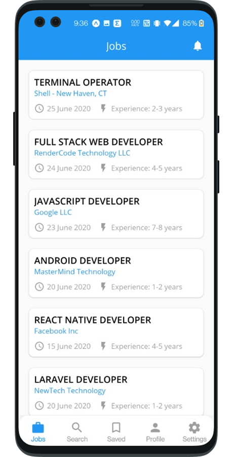 React Native JobPro 中的职位列表应用程序模板源代码