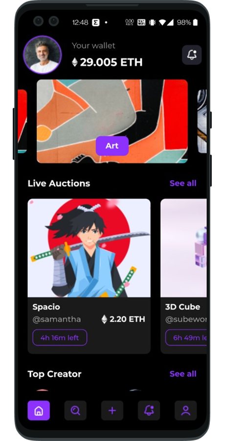 NFT Marketplace Android + iOS App 模板 Flutter 3 NFTMarketPlace源代码