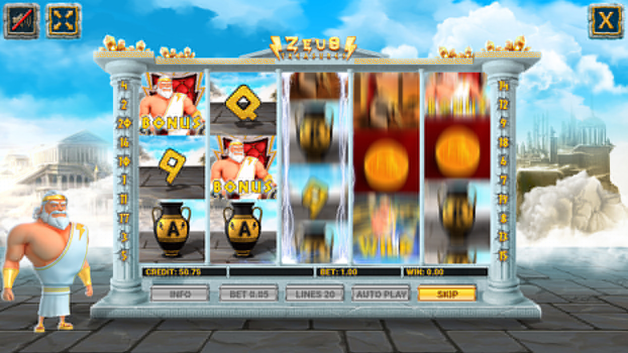 Zeus Treasures 老虎机 – 高级 HTML5 赌场游戏源代码