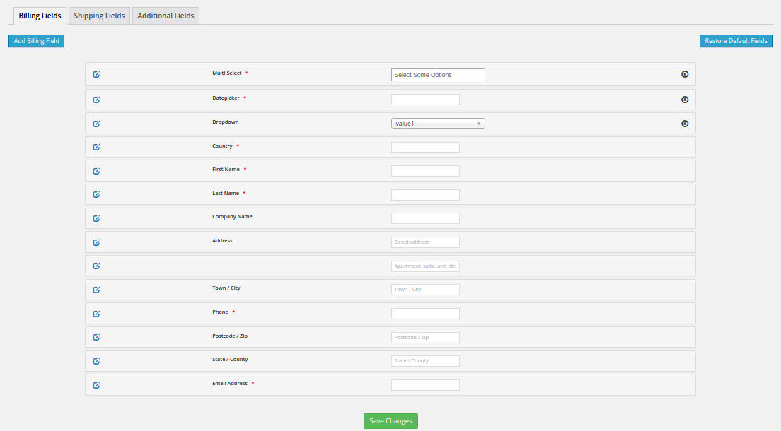 Woocommerce Easy Checkout 字段编辑器源代码