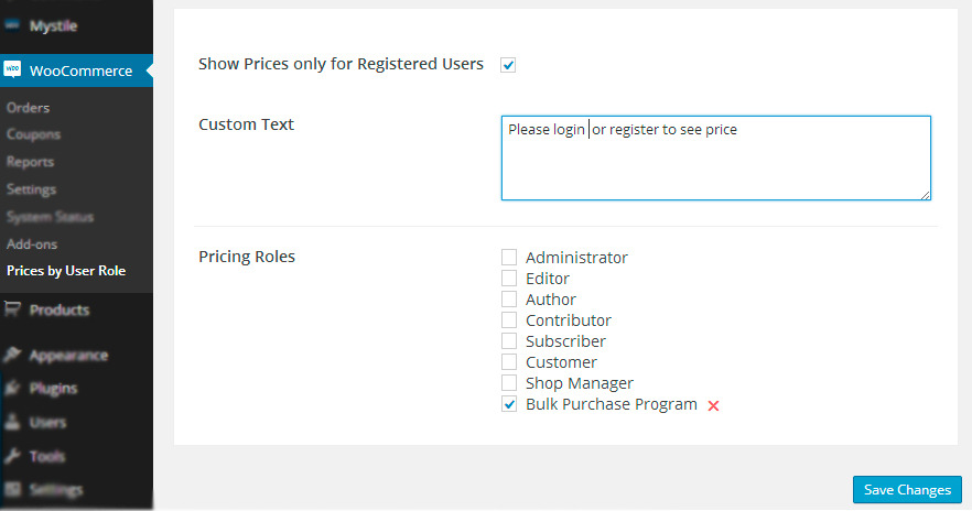 WooCommerce 按用户角色划分的价格源代码