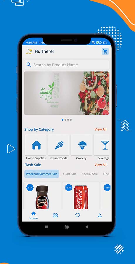 eCart – 杂货店、食品配送、水果和蔬菜商店、完整的 Android 电子商务应用程序源代码
