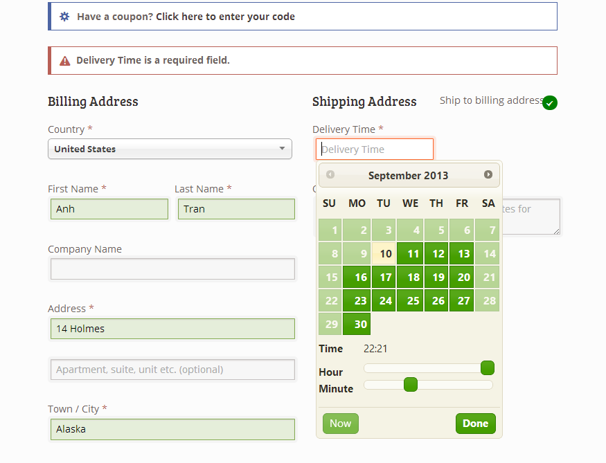 用于运输的 Woocommerce 交货时间选择器源代码