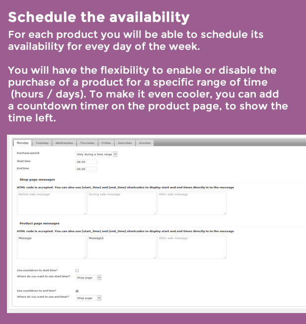 WooCommerce 可用性调度程序源代码