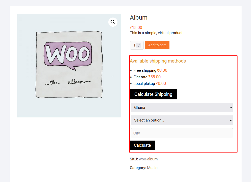 产品页面上的 Woocommerce 运费计算器源代码