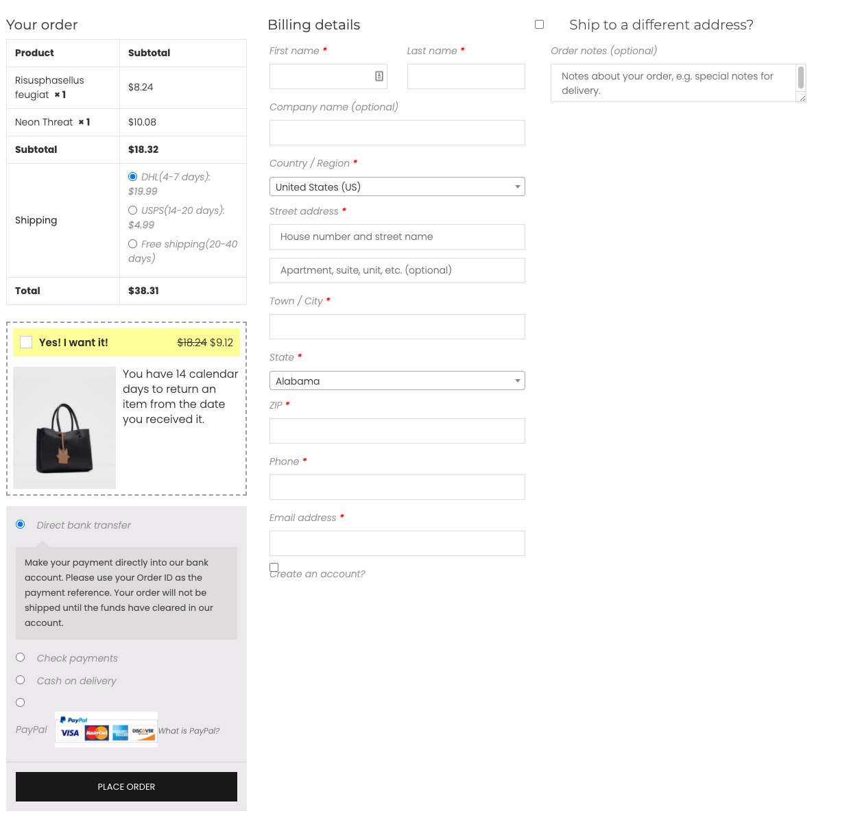 WooCommerce 结帐追加销售漏斗 – 订单碰撞源代码