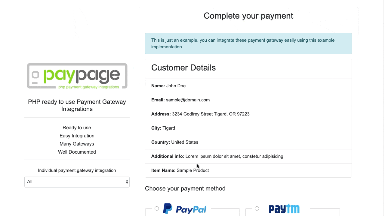 PayPage – PHP 准备好使用支付网关集成源代码