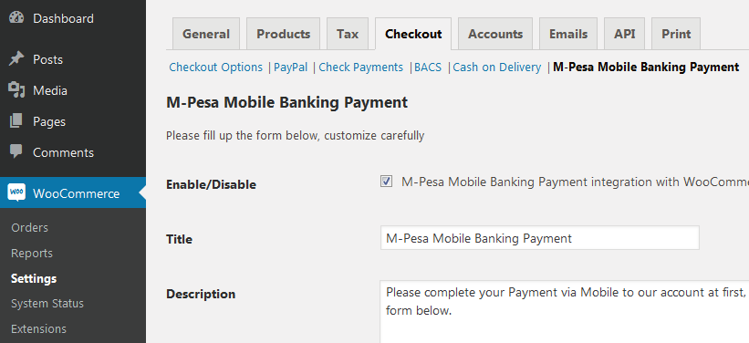 WooCommerce 的 M-Pesa 移动支付源代码