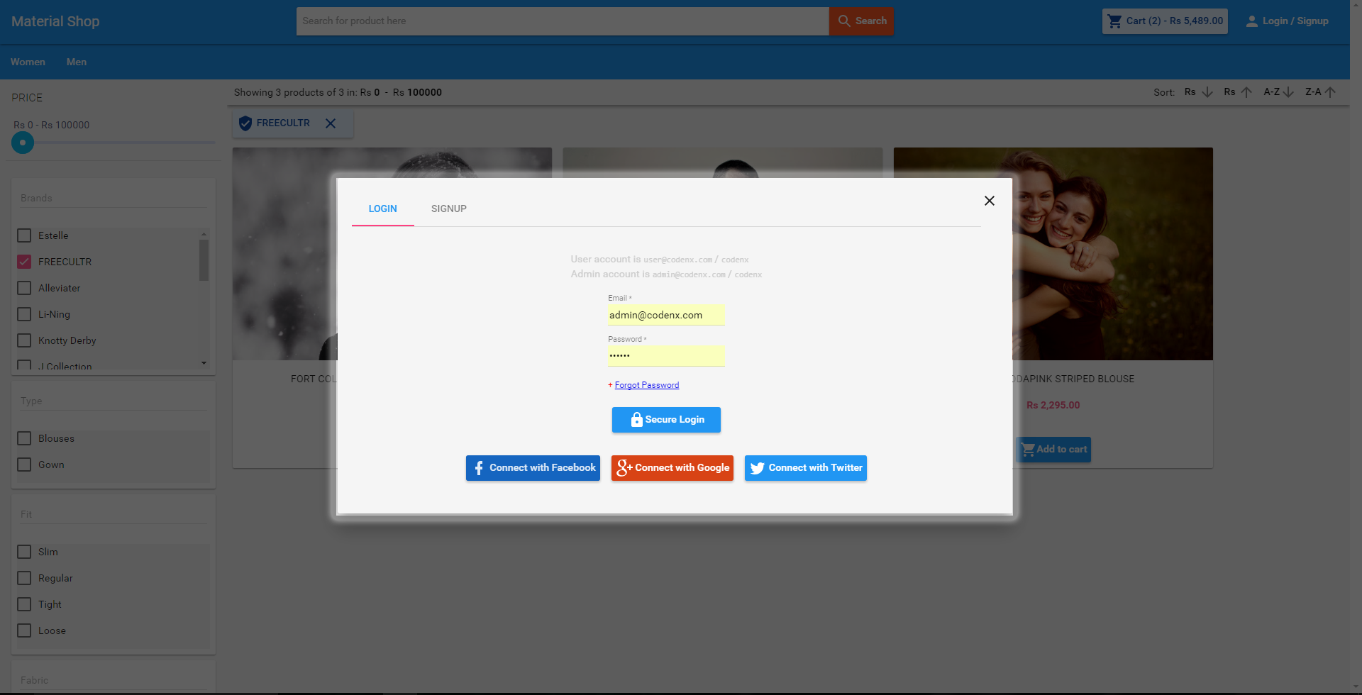 Material Shop – 使用 AngularJS 的 Material Design 购物车源代码