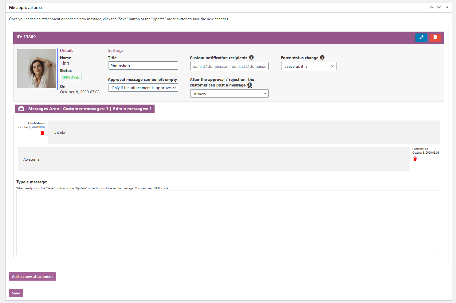 WooCommerce 文件批准源代码
