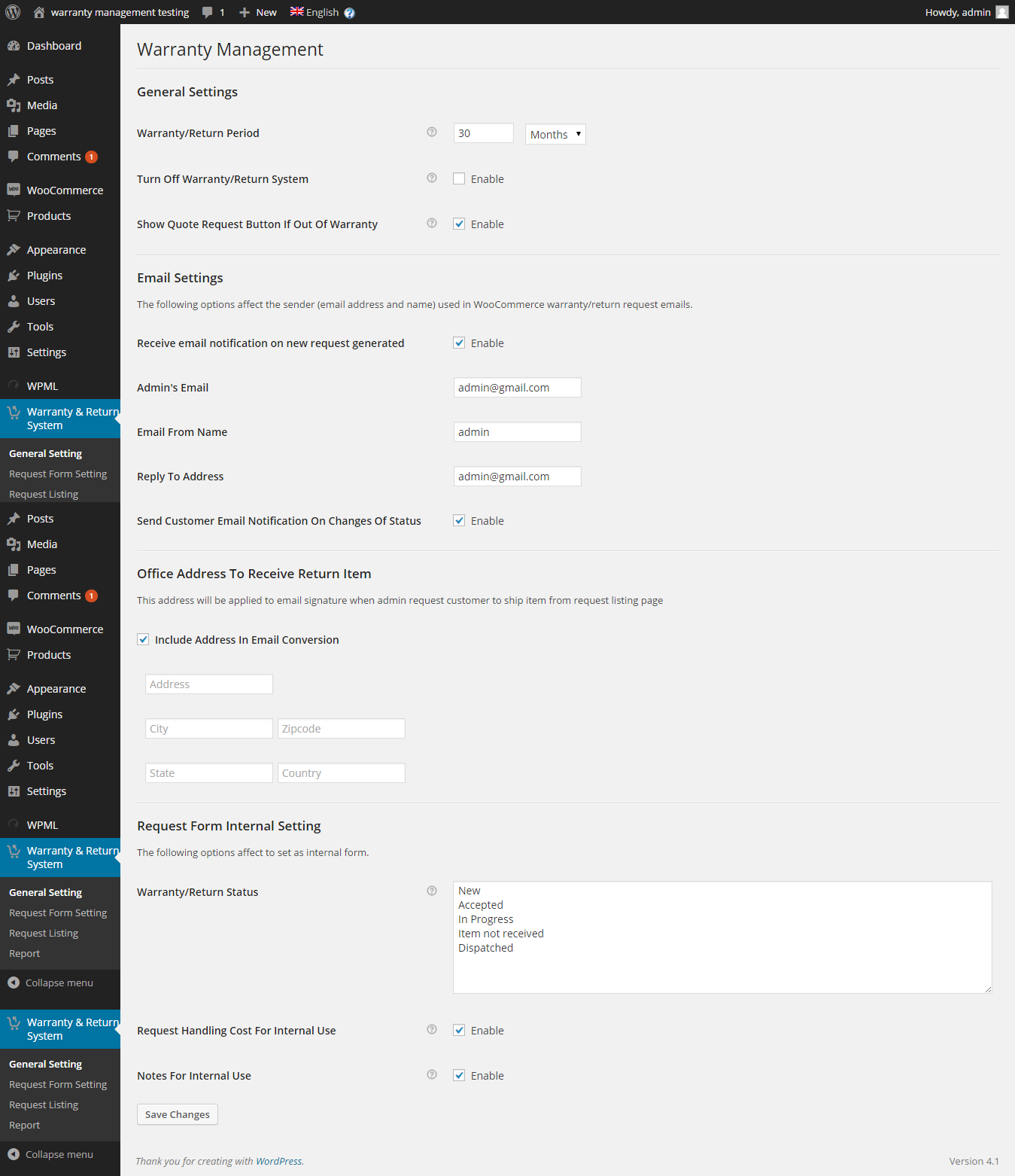 WooCommerce 保修和退货系统源代码