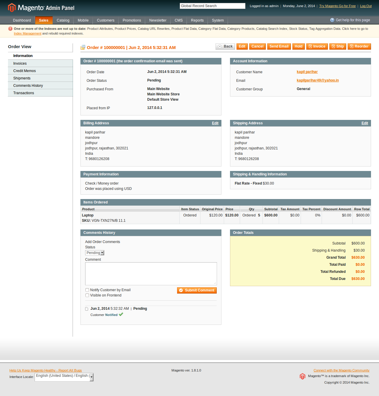 每个产品平邮 Magento 扩展源代码