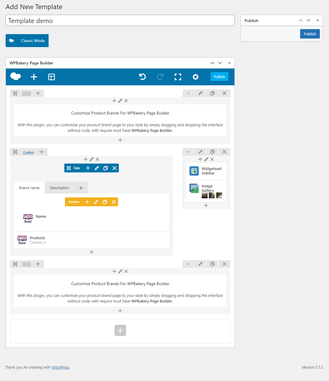 为 WPBakery 页面生成器自定义 WooCommerce 品牌页面源代码