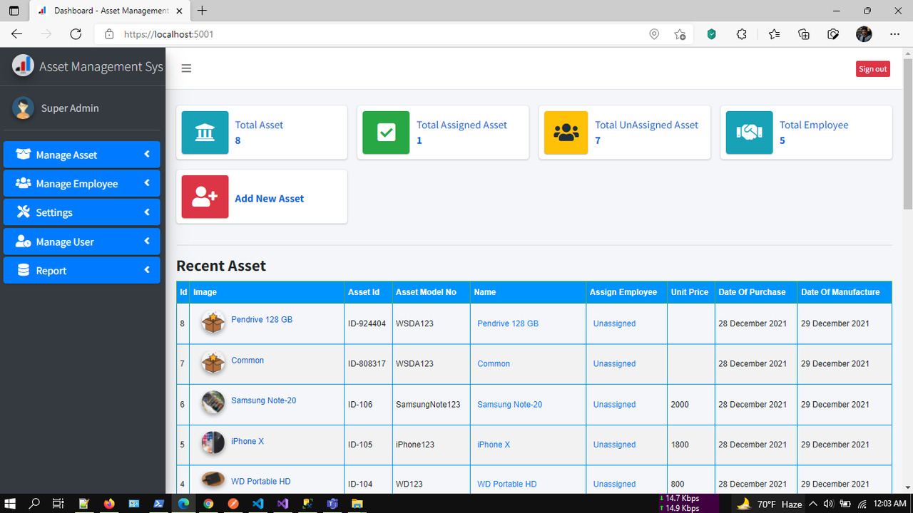 条码资产管理系统| ASP.NET 核心 | EF 核心 | .NET 核心 5.0源代码
