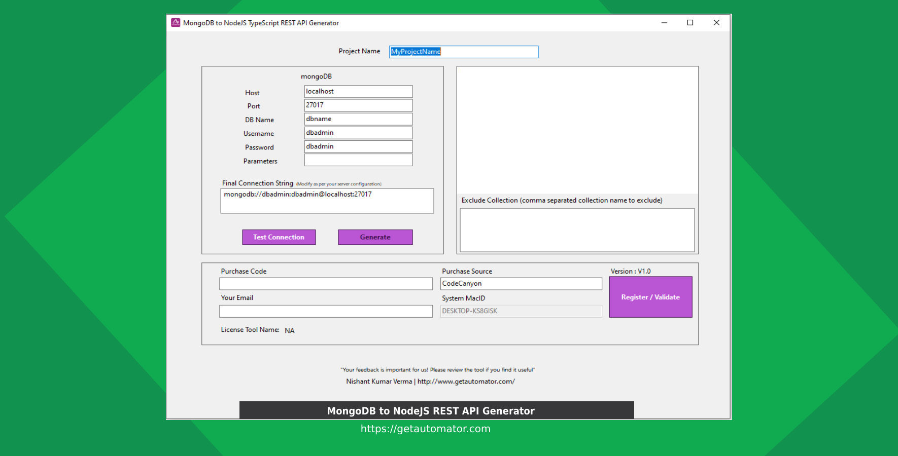 NodeJS TypeScript + JWT Auth + Postman + Swagger + 文件上传中的 MongoDB REST API 生成器源代码