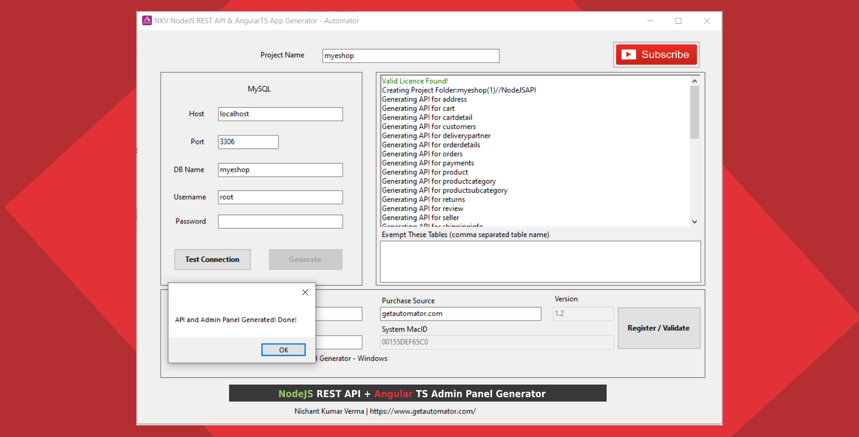 Angular 应用程序生成器与来自 MySQL + JWT Auth + Postman + 文件上传的 NodeJS REST API 生成器源代码