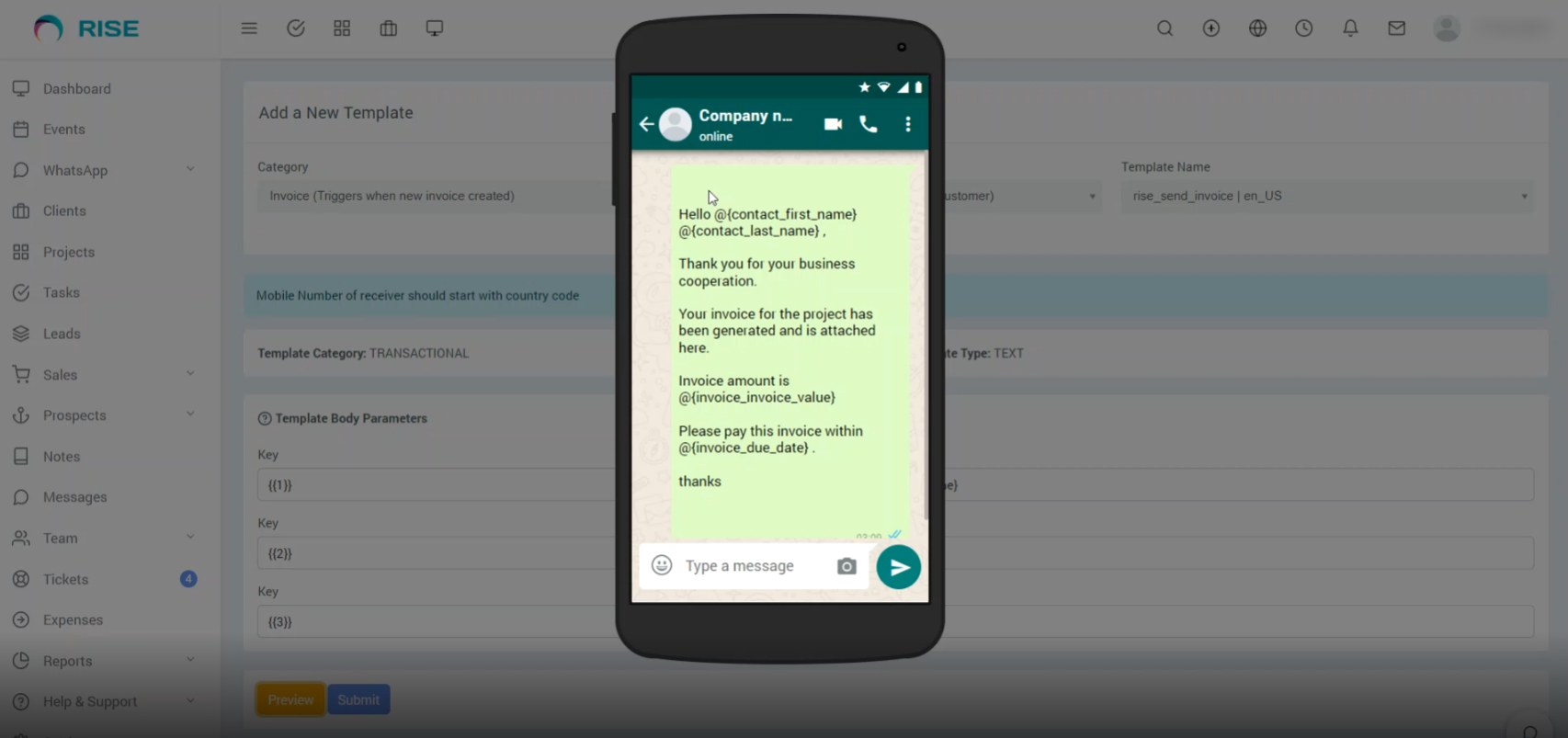 RISE CRM 的 WhatsApp Business Platform 集成插件源代码