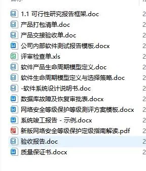 软件项目管理资料总汇:规格说明书、详细设计、测试计划与验收报告全解析