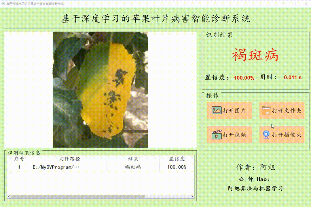 基于YOLOv8深度学习的苹果叶片病害智能诊断系统:Python源码、Pyqt5界面、数据集与训练代码实战