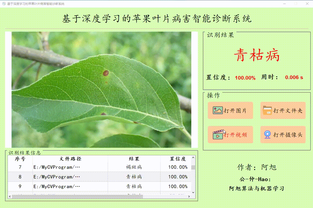 基于YOLOv8深度学习的苹果叶片病害智能诊断系统:Python源码、Pyqt5界面、数据集与训练代码实战